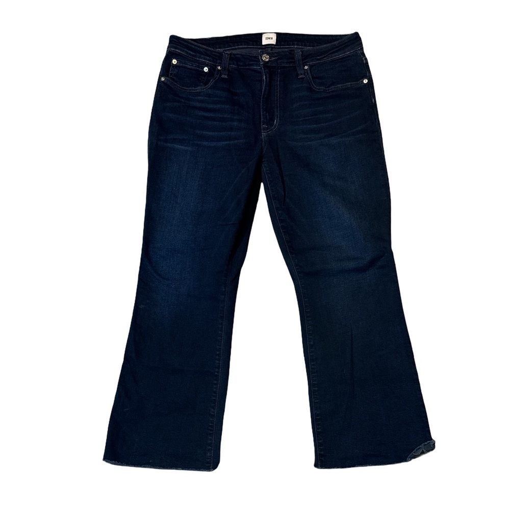 Edwin womens 32 dark wash regular ankle bootcut denim blue jeans EUC
